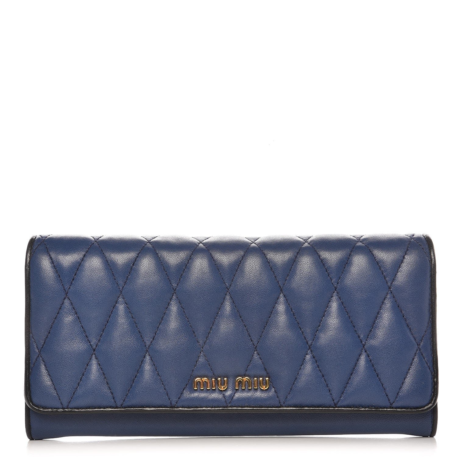 Miu Miu Nappa Quilted Flap Wallet Inchiostro 1 of 11