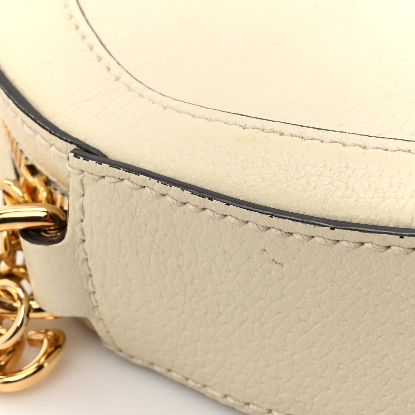 Textured Calfskin Web Mini Ophidia Round Shoulder Bag Mystic White