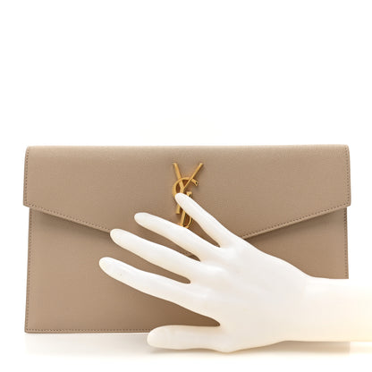 Saint Laurent Grain De Poudre Uptown Pouch Dark Beige 2 of 11