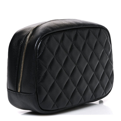 Chanel Caviar Quilted Medium Curvy Pouch Cosmetic Case Black 3 of 8