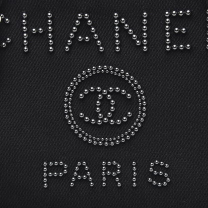 Chanel Canvas Pearl Medium Deauville Tote Black 10 of 11