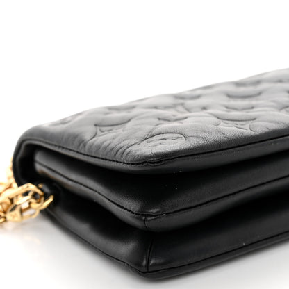 Louis Vuitton Lambskin Embossed Monogram Pochette Coussin Black 8 of 10