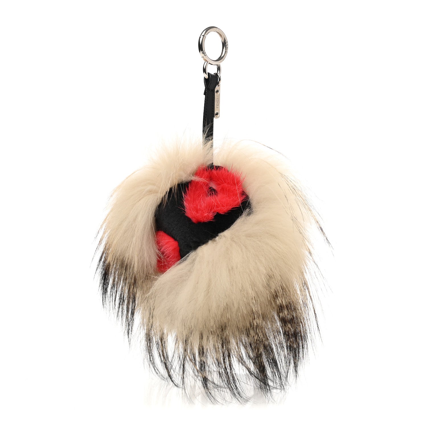 Fendi Mink Fox Rabbit Fur Vitello Flamingo Kurioso Monster Bag Bug Charm Beige Multicolor Black 1 of 4