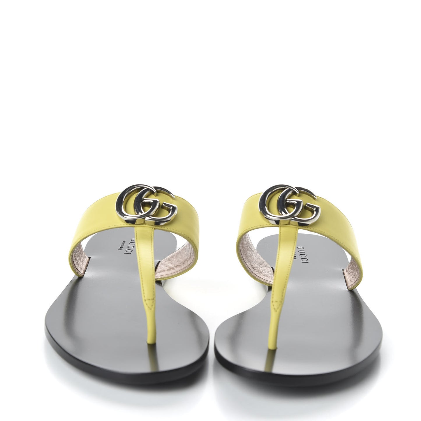 Calfskin GG Marmont Thong Sandals 37 Banana