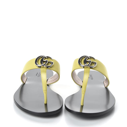 Gucci Calfskin GG Marmont Thong Sandals 37 Banana 2 of 8