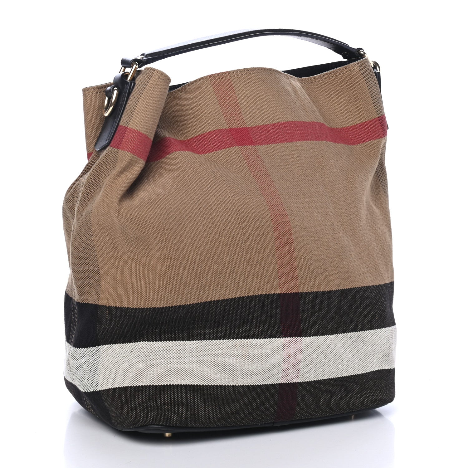 Burberry Canvas Mega Check Medium Ashby Hobo Black 2 of 4