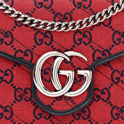 Gucci Monogram Multicolor Matelasse Diagonal GG Marmont Chain Wallet Red Blue 8 of 10