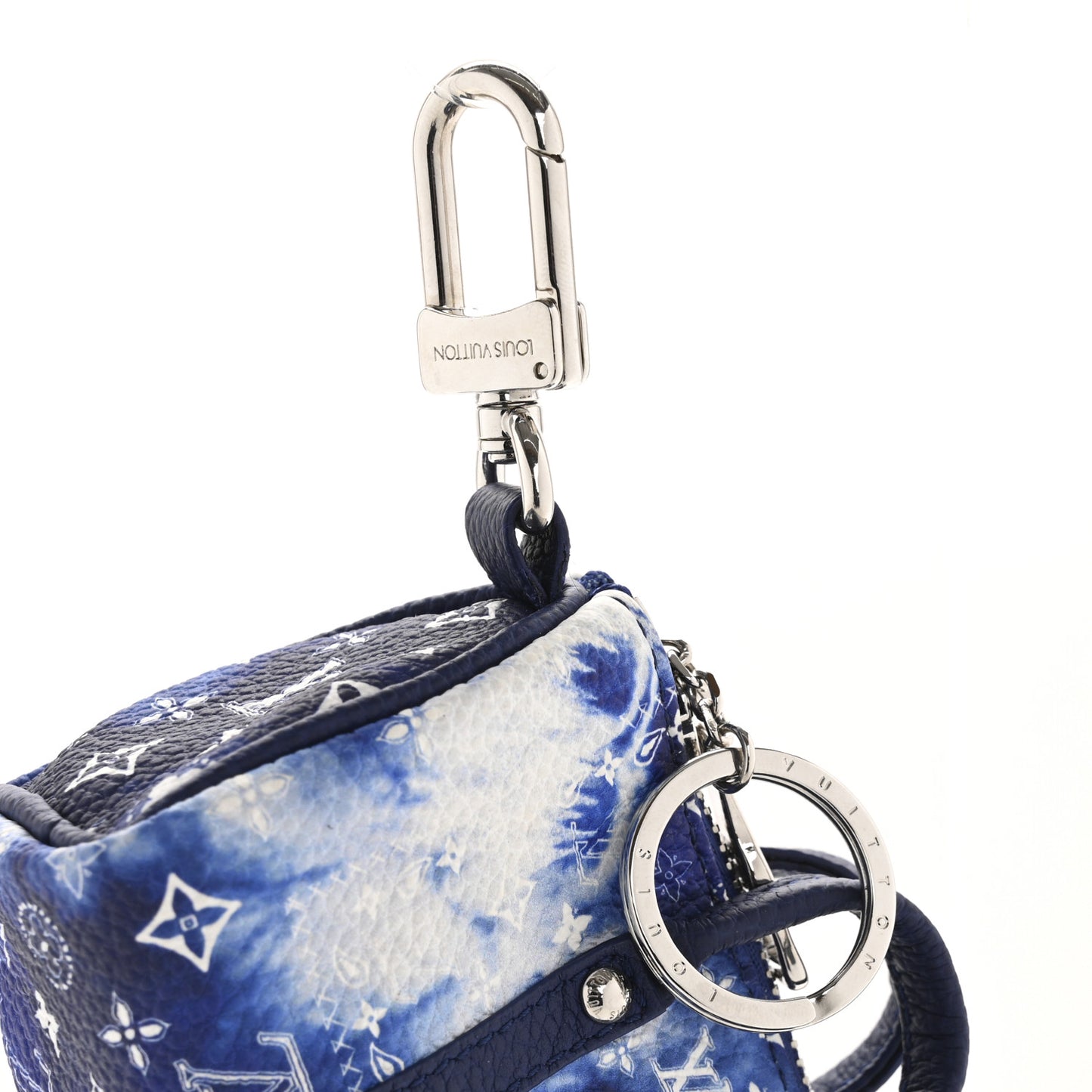 Monogram Bandana Mini Keepall Bag Charm Key Holder Blue