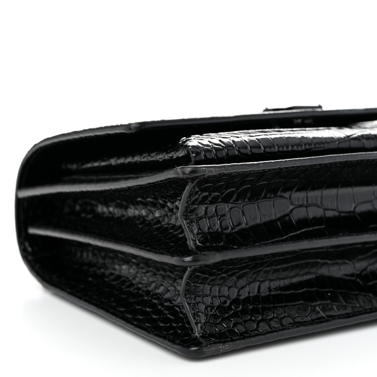 Calfskin Crocodile Embossed Medium Monochrome Monogram Sunset Black