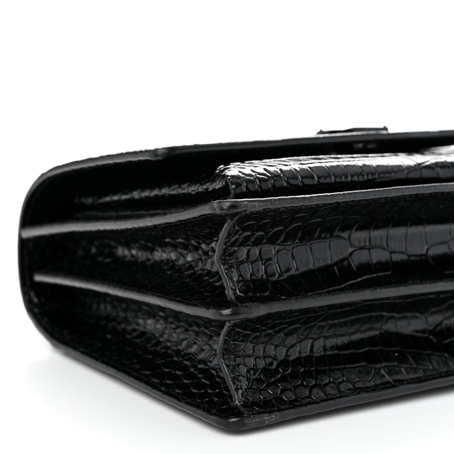 Saint Laurent Calfskin Crocodile Embossed Medium Monochrome Monogram Sunset Black 8 of 9