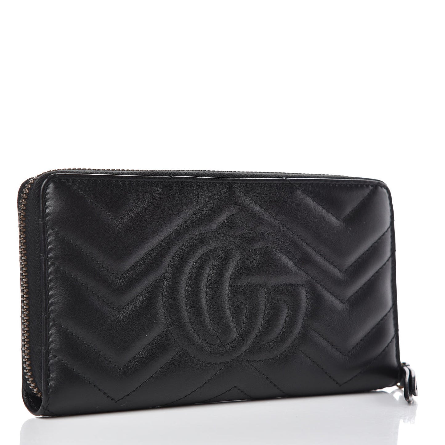 Calfskin Matelasse GG Marmont Zip Around Wallet Black