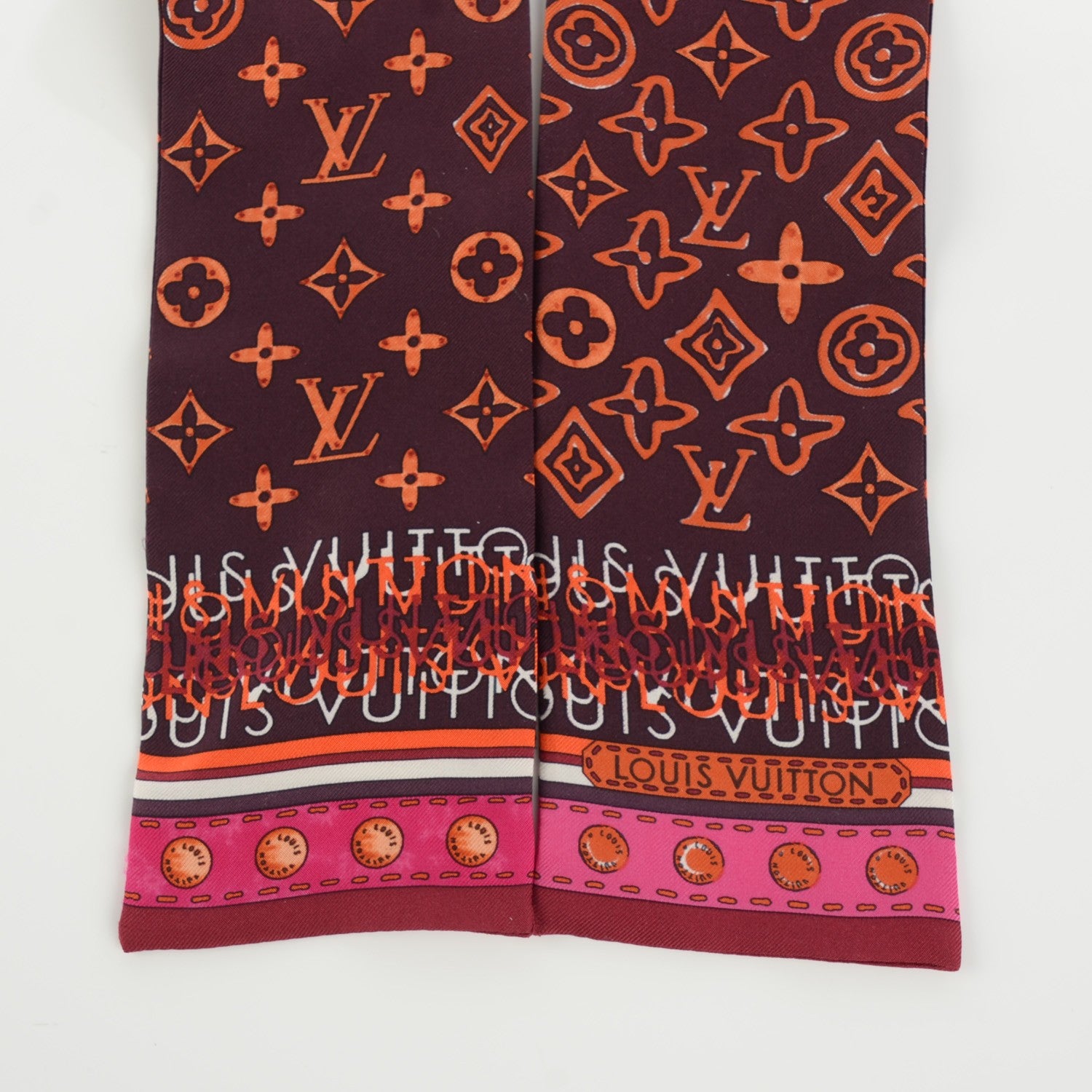 Louis Vuitton Silk Monogram Map Bandeau Plum Orient 3 of 6