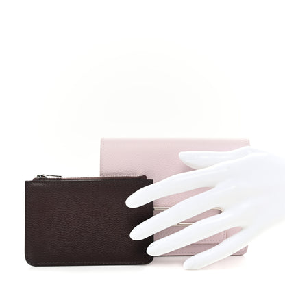 Hermes Evercolor Bi-Color Roulis Slim Wallet Mauve Pale Rouge Sellier 2 of 9
