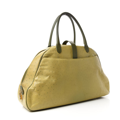 Christian Dior Ostrich Saddle Bowler Green 3 of 13