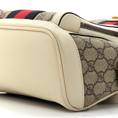 Gucci GG Supreme Monogram Textured Calfskin Web Small Ophidia Day Backpack Beige Ebony Mystic White 9 of 14