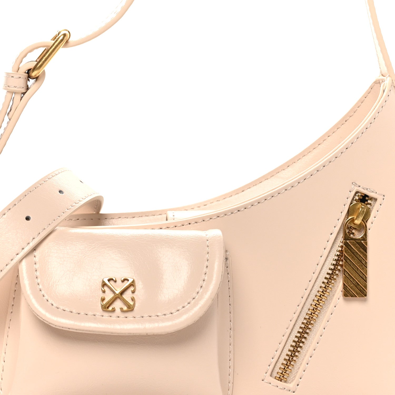 Off-White Calfskin Jitney Hobo Cream 7 of 9