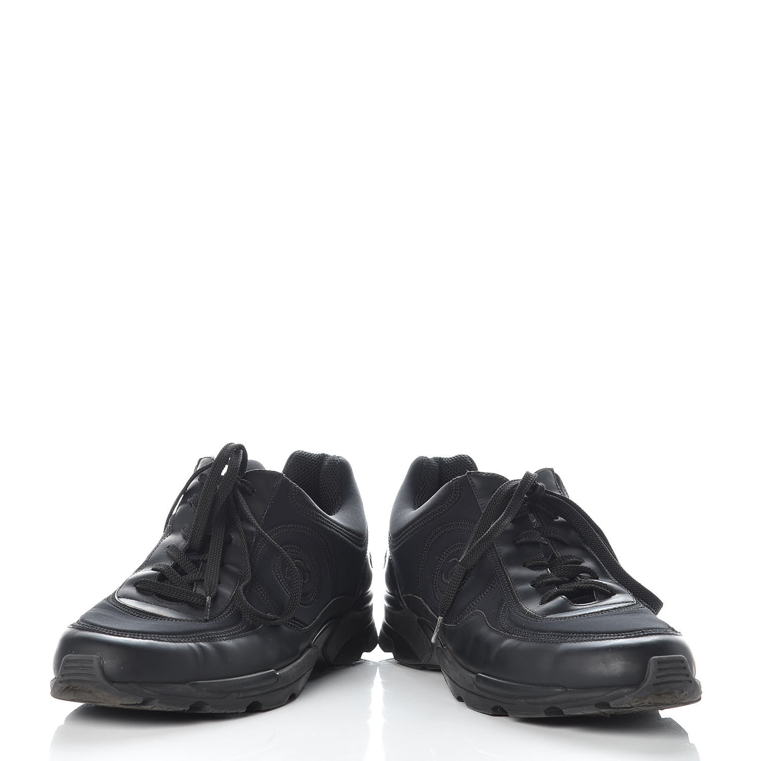 Chanel Lycra Fabric CC Sneakers 41 Black 5 of 13