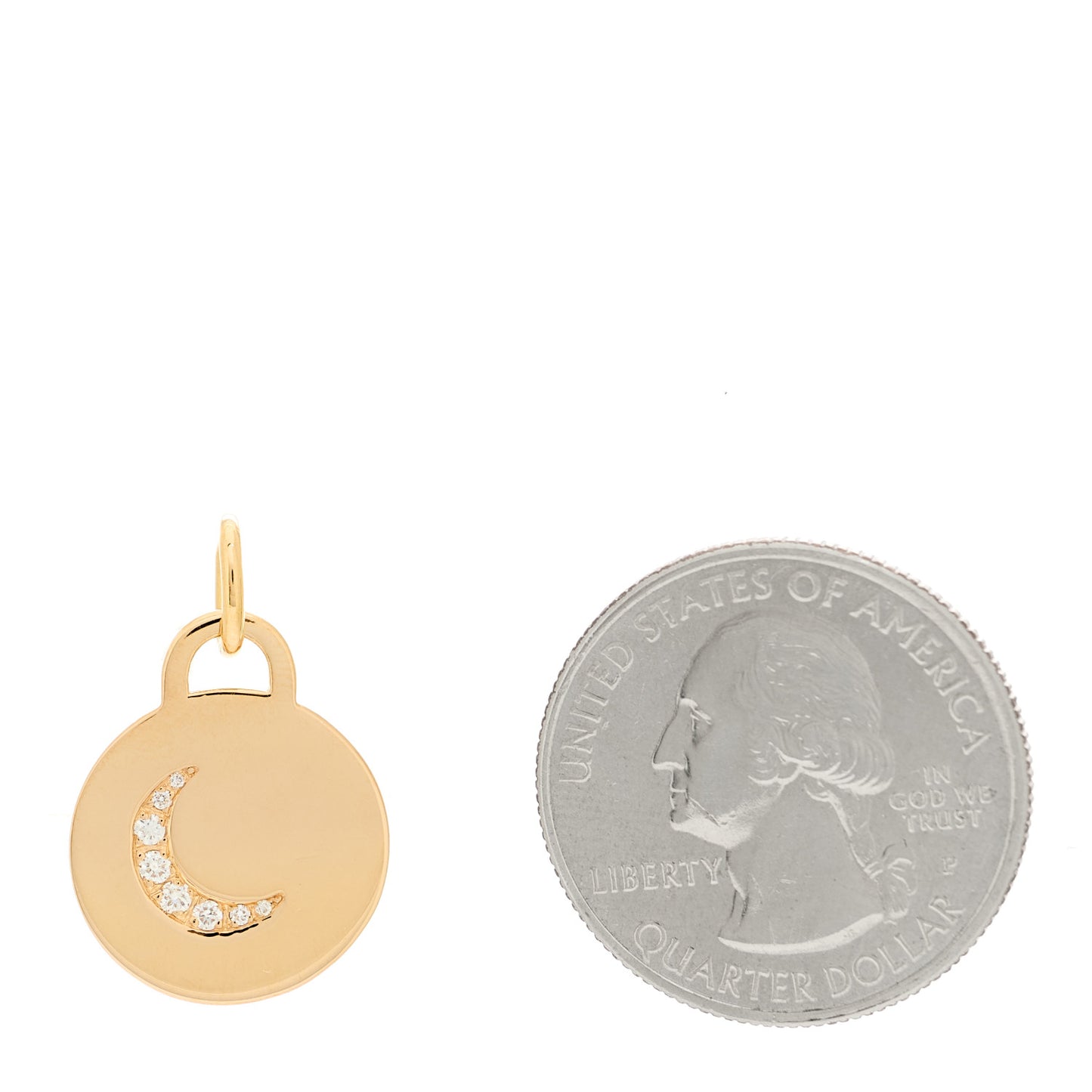 18K Rose Gold Diamond Moon Tag Charm Pendant