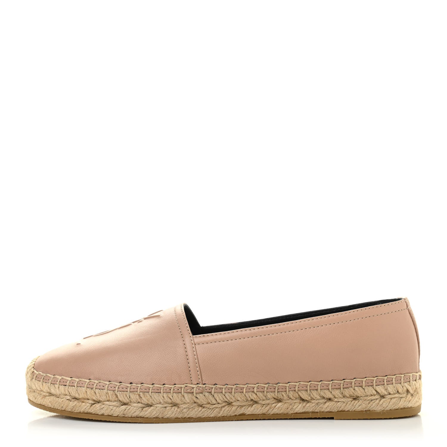 Saint Laurent Lambskin Monogram Espadrilles 38.5 Nude 1 of 8