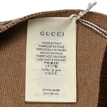 Gucci Wool Cotton GG Monogram Piquina GG Scarf Beige Brown 4 of 4