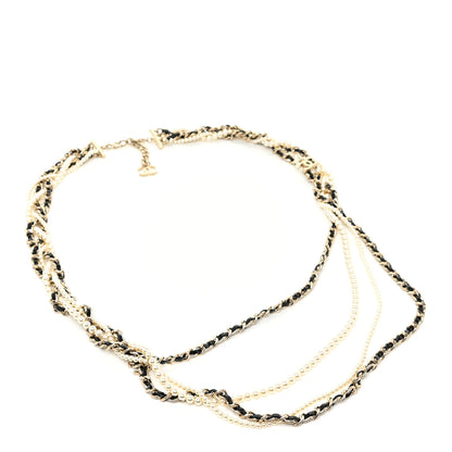 Chanel Pearl Lambskin CC Belt Gold Black 1 of 5