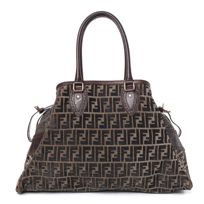 Fendi Velvet Zucca Vitello Large Bag De Jour Fango 1 of 5