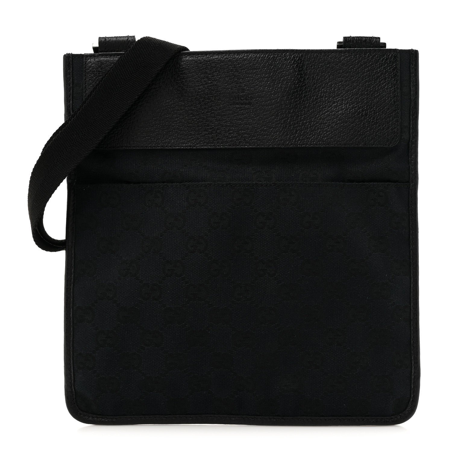 Gucci GG Monogram Messenger Crossbody Bag Black 1 of 10
