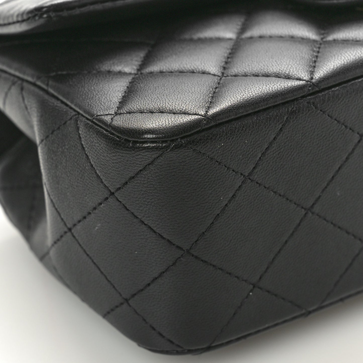 Lambskin Quilted Mini Top Handle Rectangular Flap Black