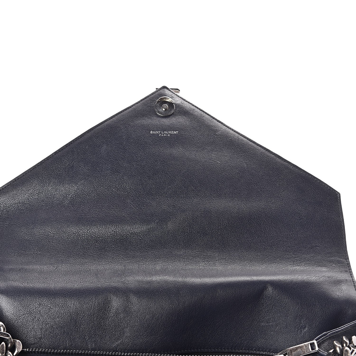 Saint Laurent Sheepskin Matelasse Chevron Monogram Large College Satchel Deep Marine 10 of 13