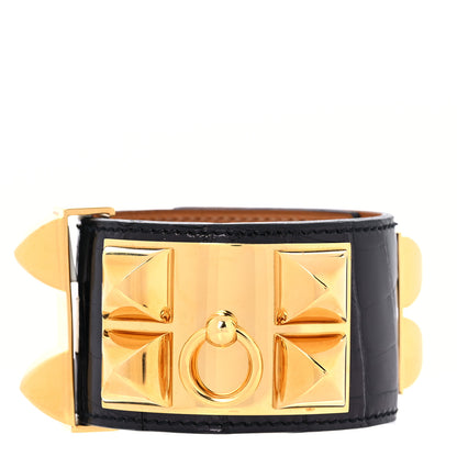 Hermes Shiny Alligator Collier de Chien CDC Bracelet S Black 3 of 7