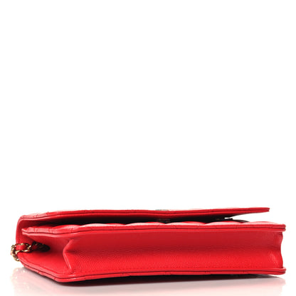 Chanel Caviar Quilted Wallet On Chain WOC Red 4 of 11