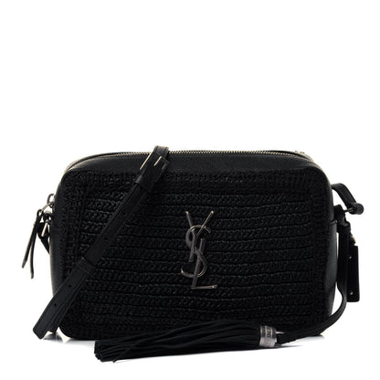 Saint Laurent Raffia Canvas Monogram Lou Camera Bag Black 1 of 4