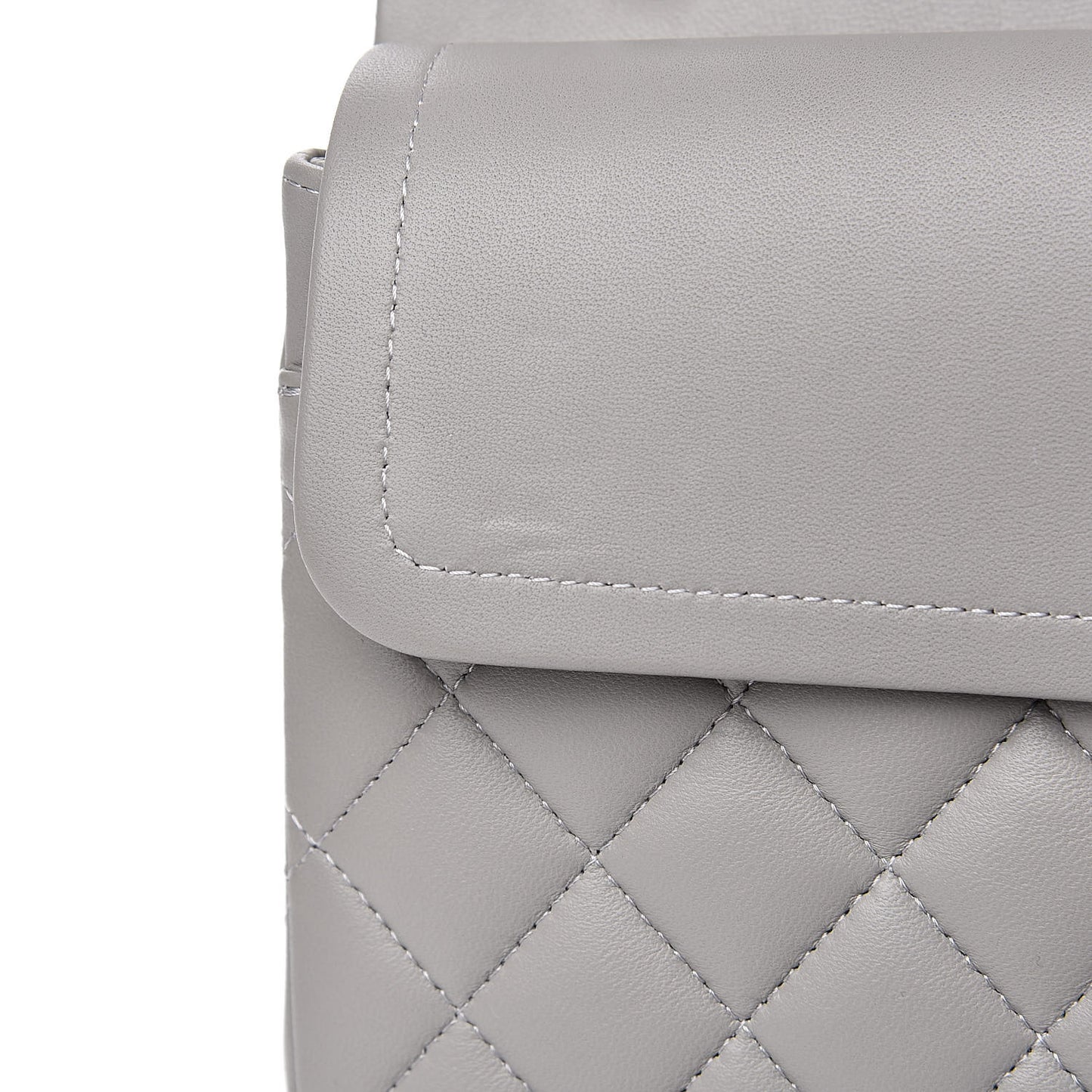 Lambskin Quilted Small Double Flap Grey