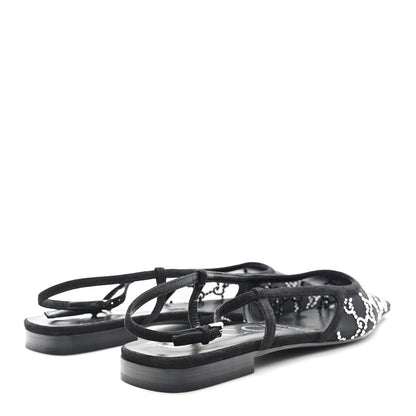 Gucci Tela Retino Kid Scamosciato Crystal GG Monogram Square Demi Ballet Flats 40 Black 5 of 8