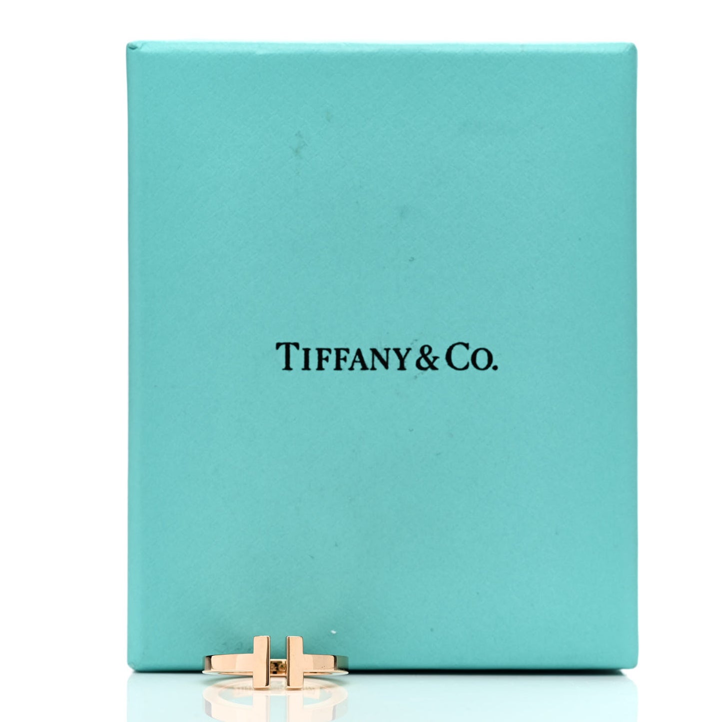 18K Rose Gold T Square Ring 53 6.5