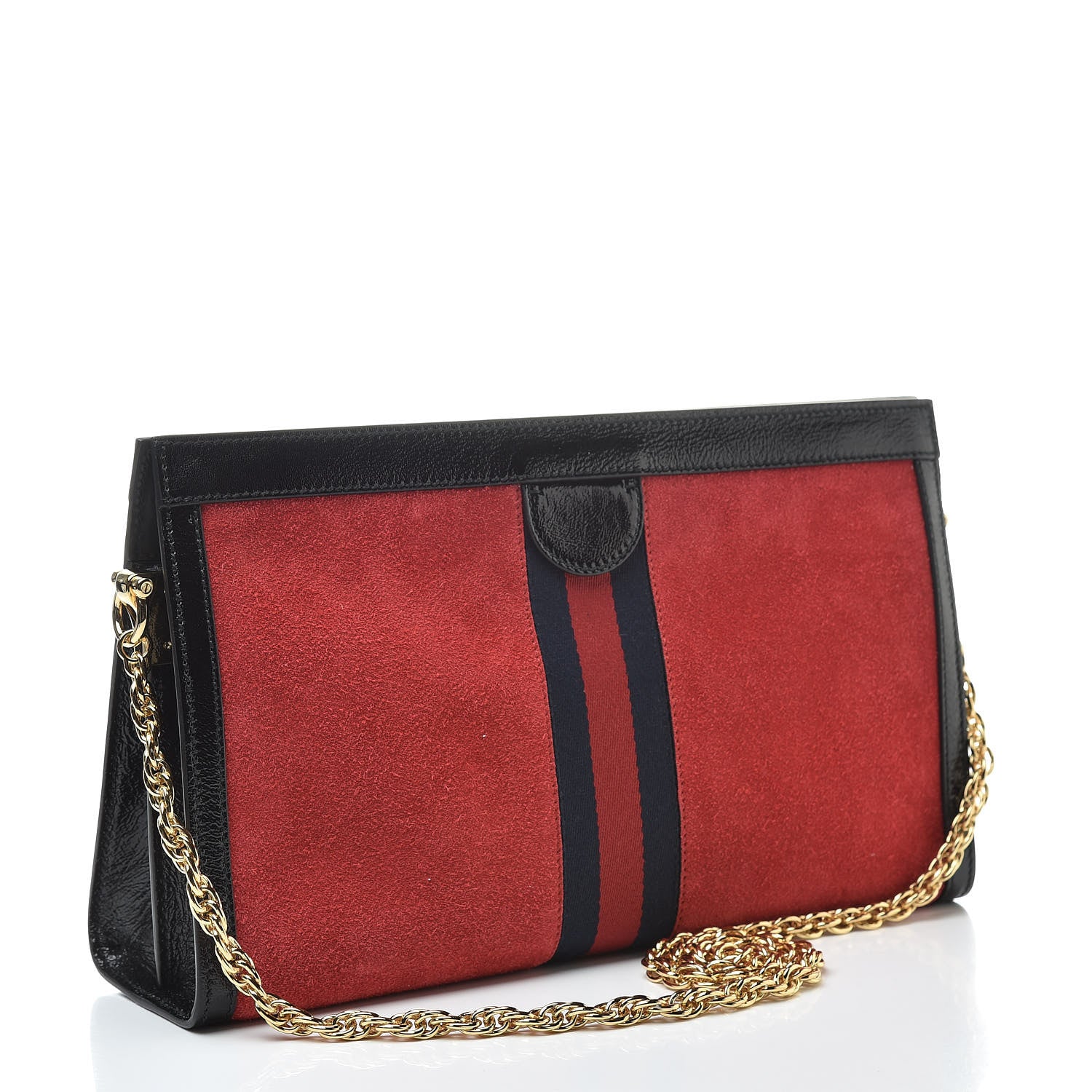Gucci Suede Patent Web Medium Ophidia Chain Shoulder Bag Hibiscus Red Black 3 of 13
