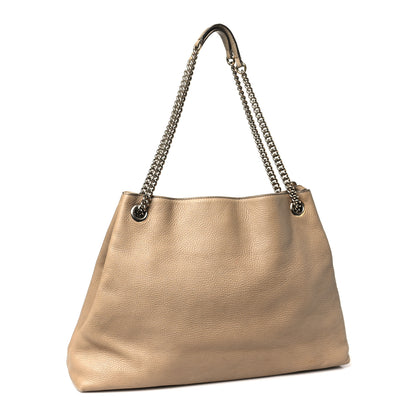 Gucci Pebbled Calfskin Large Soho Chain Shoulder Bag Nude 3 of 16