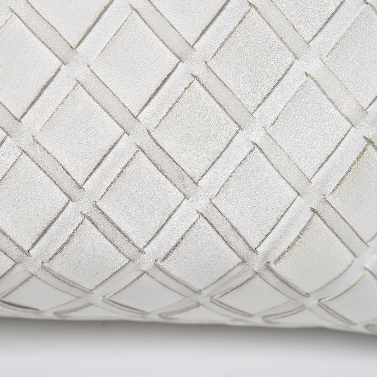 Lambskin Woven Medium Ultimate Soft Sombrero Hobo White