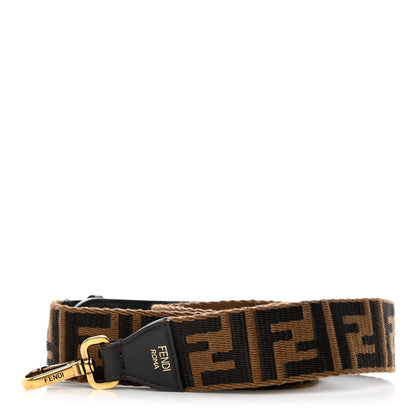 Fendi Ribbon Vitello Century FF 1974 Flat Studded Strap You Fango Marrone Ebano 1 of 8