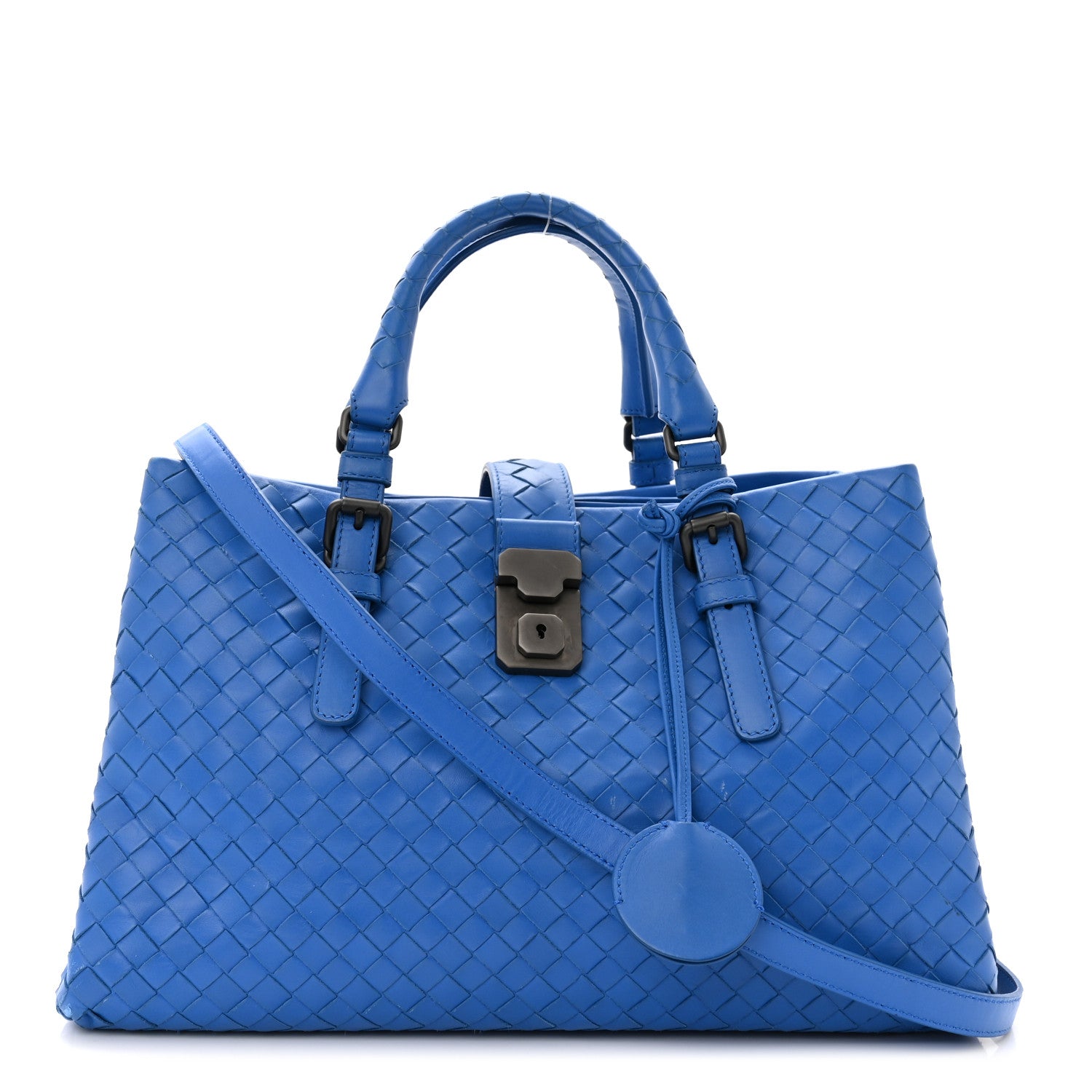 Bottega Veneta Light Calf Intrecciato Small Roma Signal Blue 1 of 10