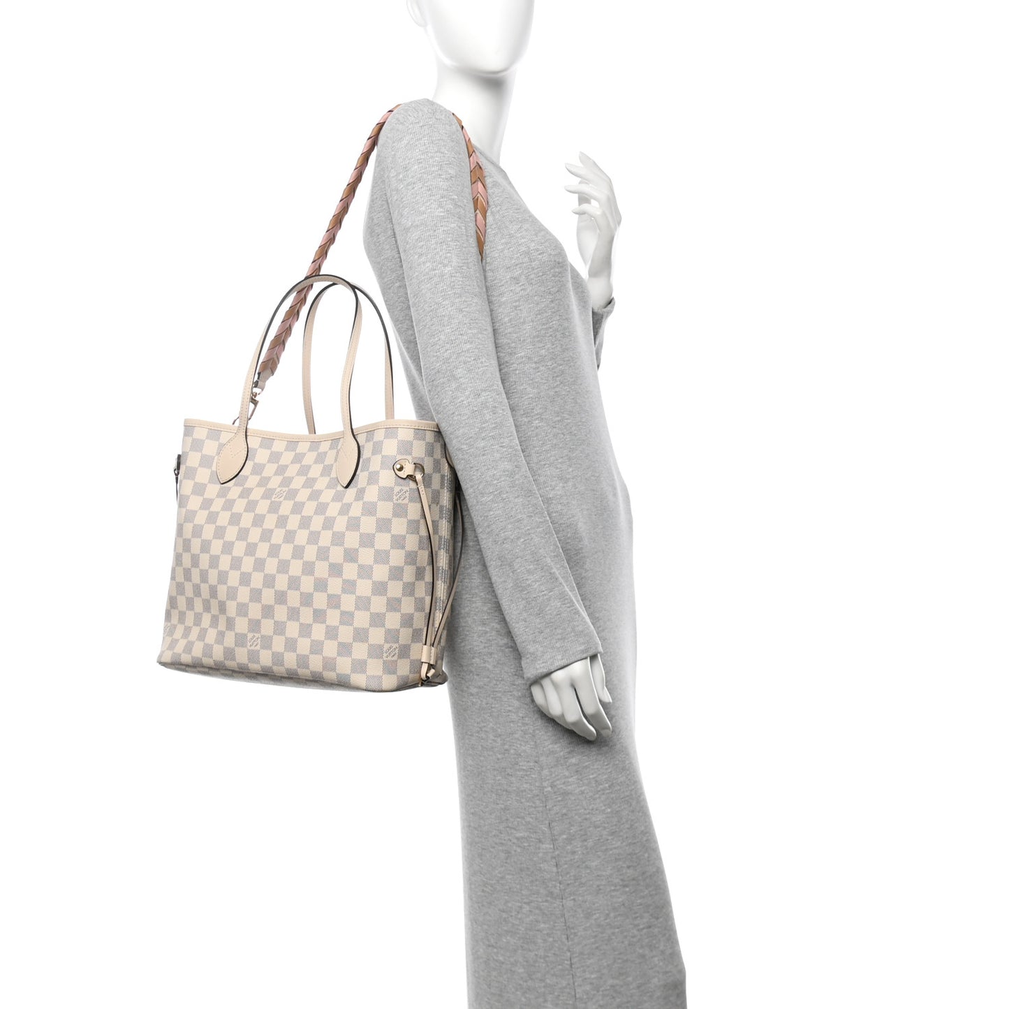 Damier Azur Braided Neverfull MM Pink
