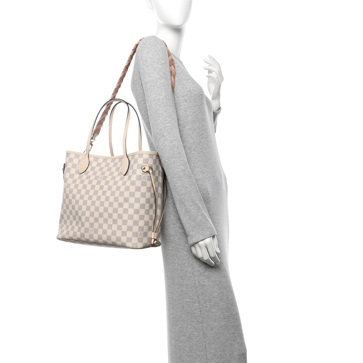 Louis Vuitton Damier Azur Braided Neverfull MM Pink 2 of 17