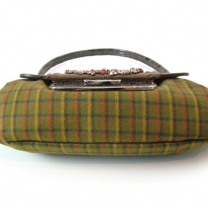 Prada Plaid Antic Jeweled Shoulder Bag Green 5 of 12