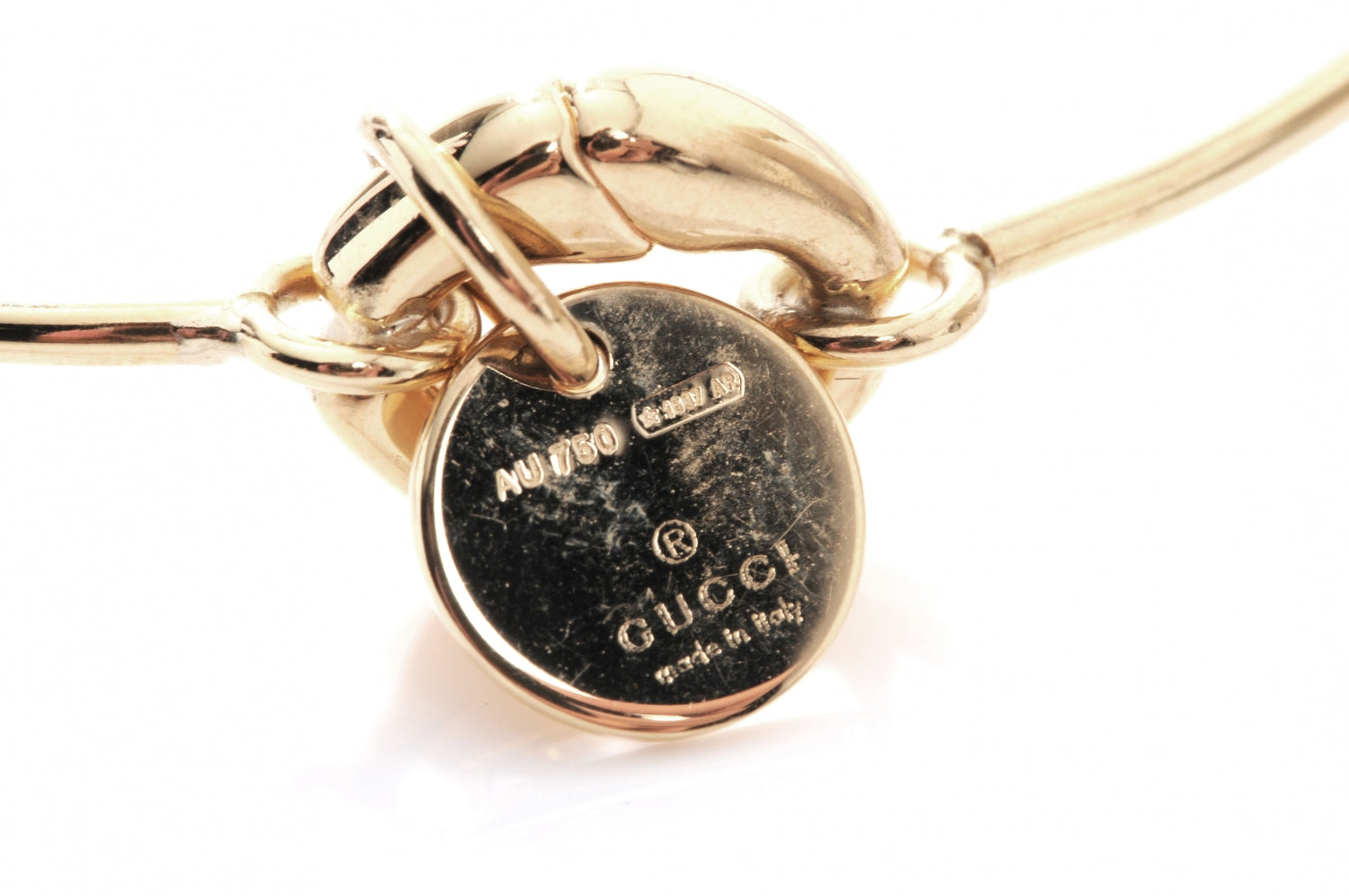 Gucci 18K Yellow Gold Bamboo Link Charm Hoop Earrings 3 of 5