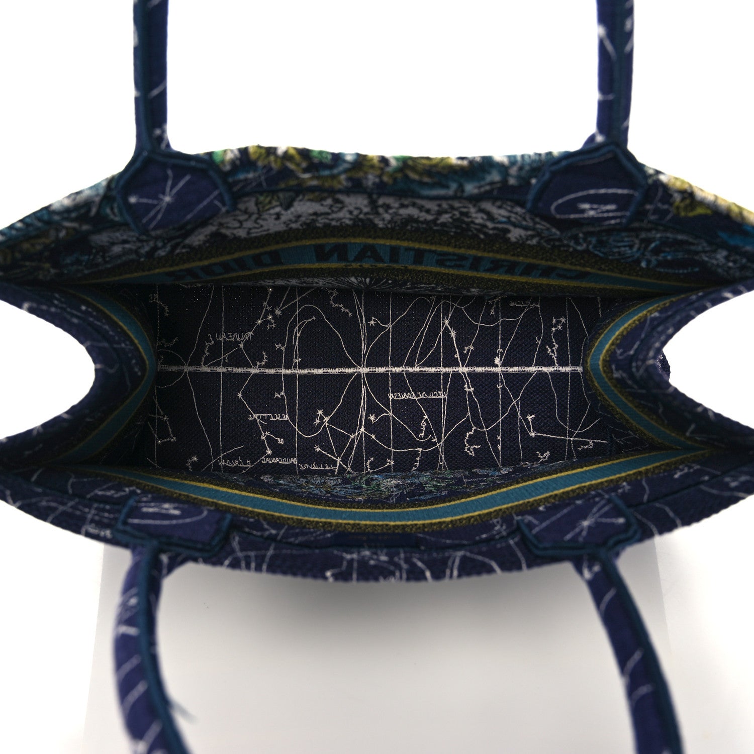 Christian Dior Canvas Embroidered Medium Zodiac Book Tote Blue Multicolor 5 of 11