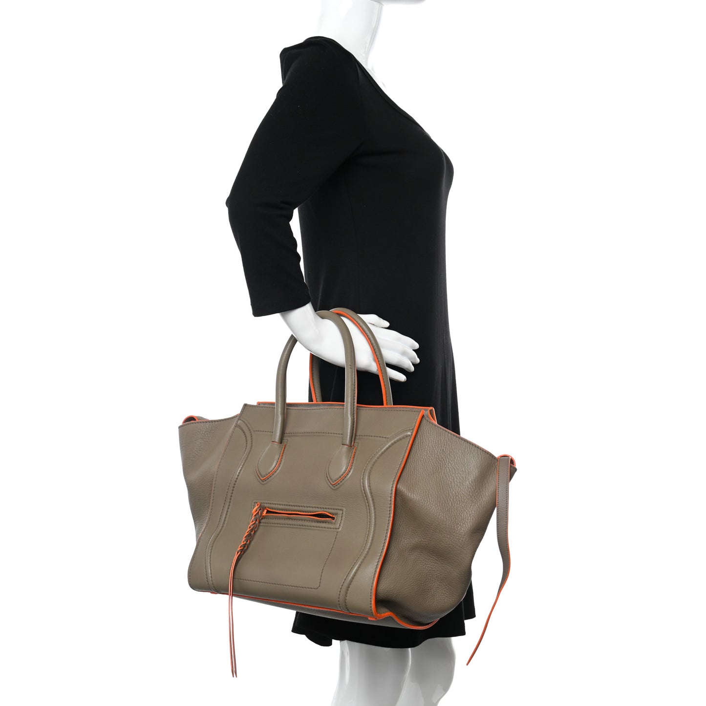 Supple Calfskin Medium Phantom Luggage Grey Orange