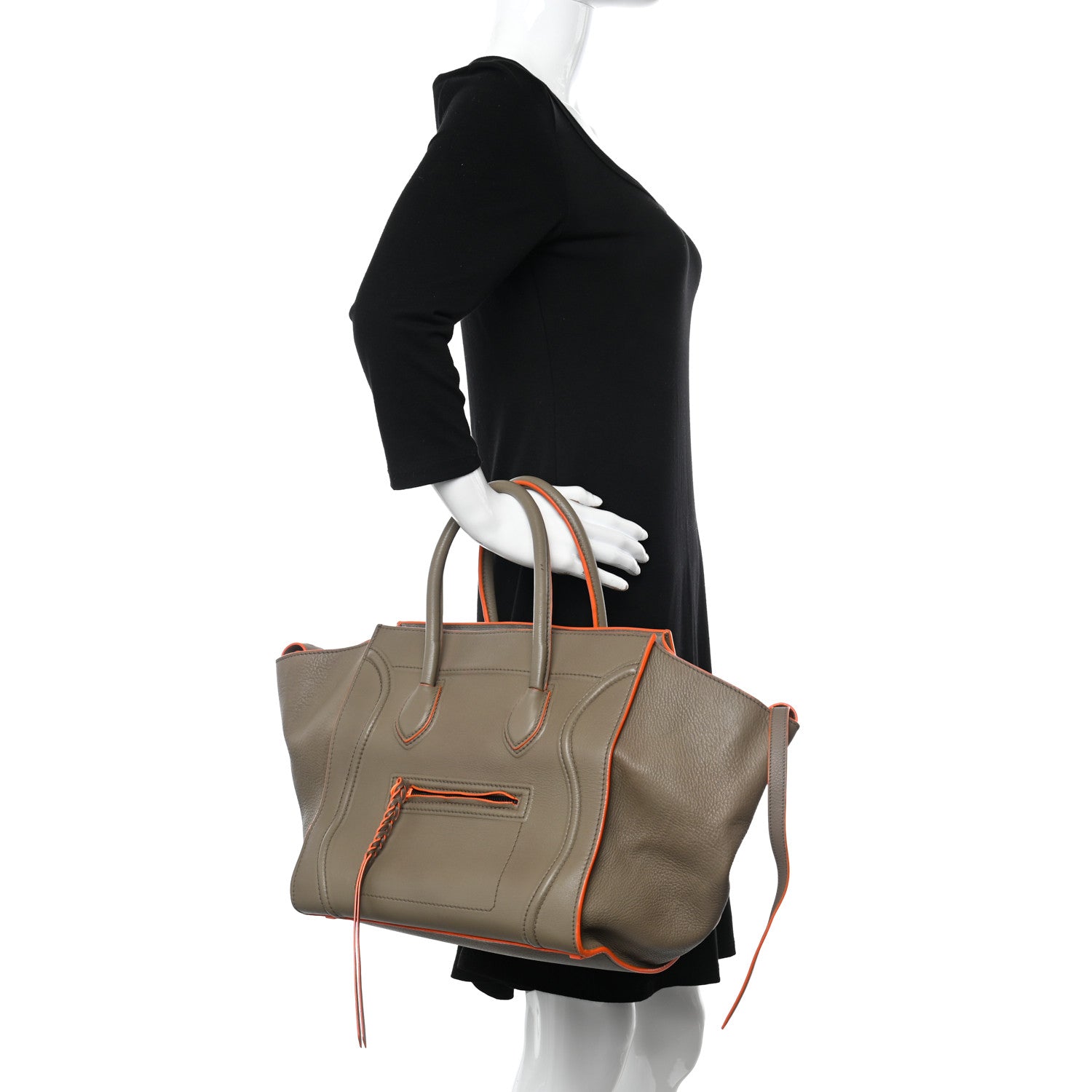 Celine Supple Calfskin Medium Phantom Luggage Grey Orange 2 of 16