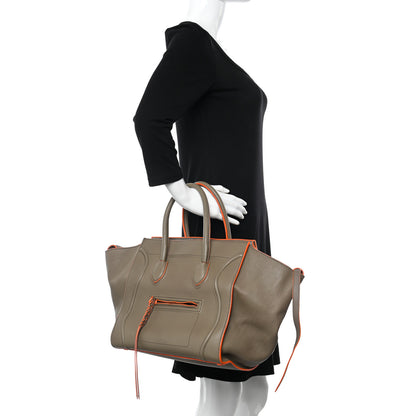 Celine Supple Calfskin Medium Phantom Luggage Grey Orange 2 of 16