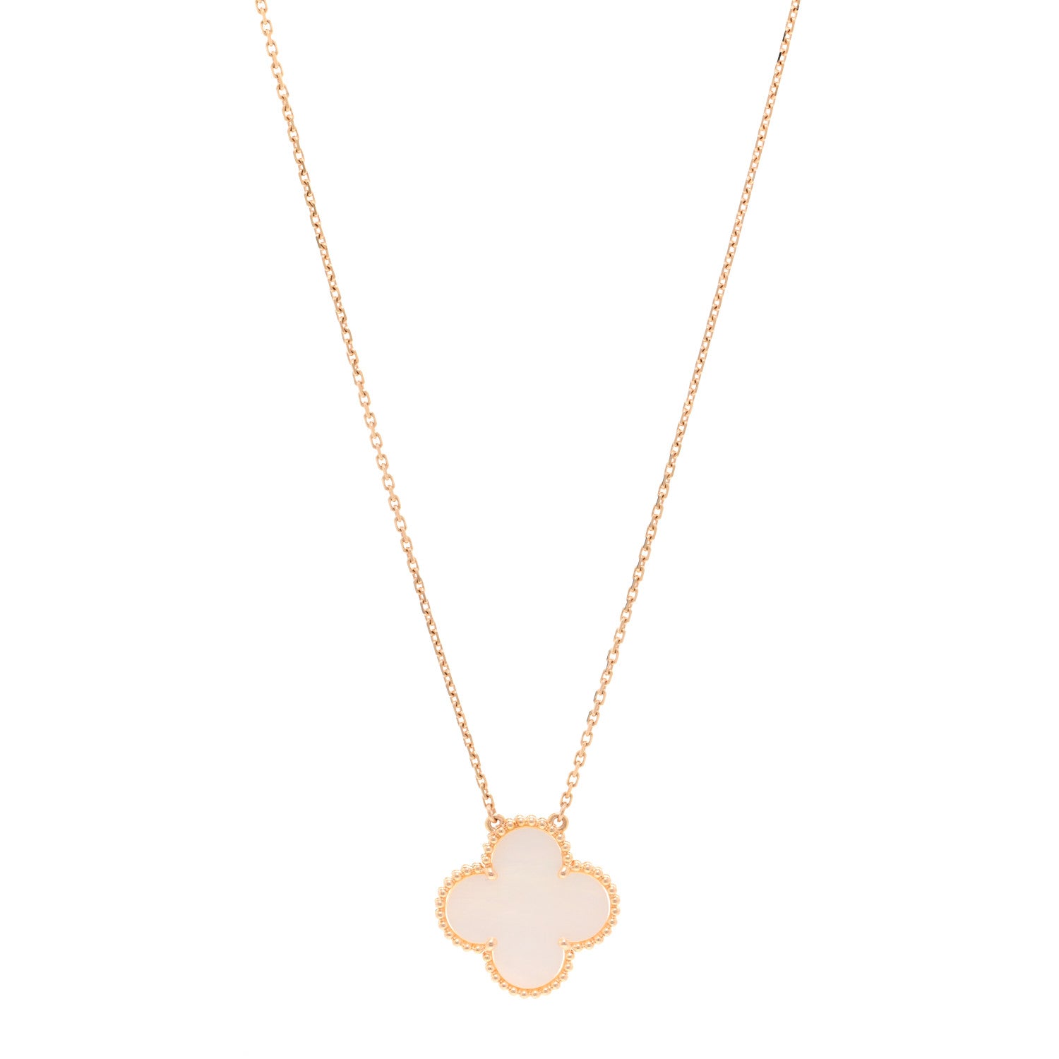 Van Cleef & Arpels 18K Rose Gold Mother of Pearl "Edition Ginza" Magic Alhambra Pendant Necklace 1 of 5