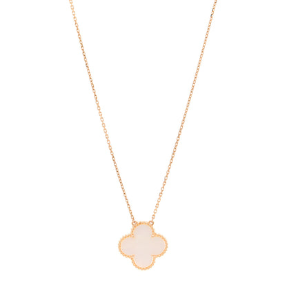 Van Cleef & Arpels 18K Rose Gold Mother of Pearl "Edition Ginza" Magic Alhambra Pendant Necklace 1 of 5